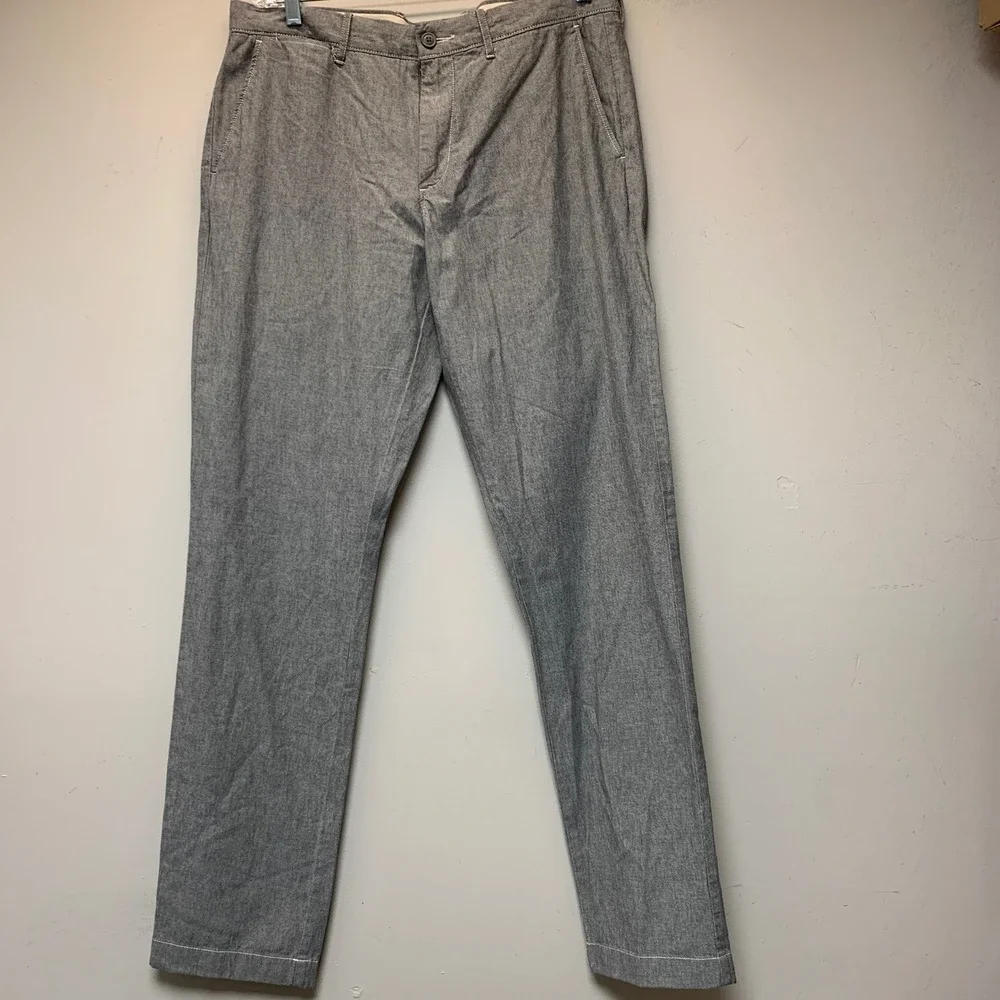 J.Crew 770 Straight Fit Pants Mens 34x34 Grey Stretch Chambray Chinos Excellent